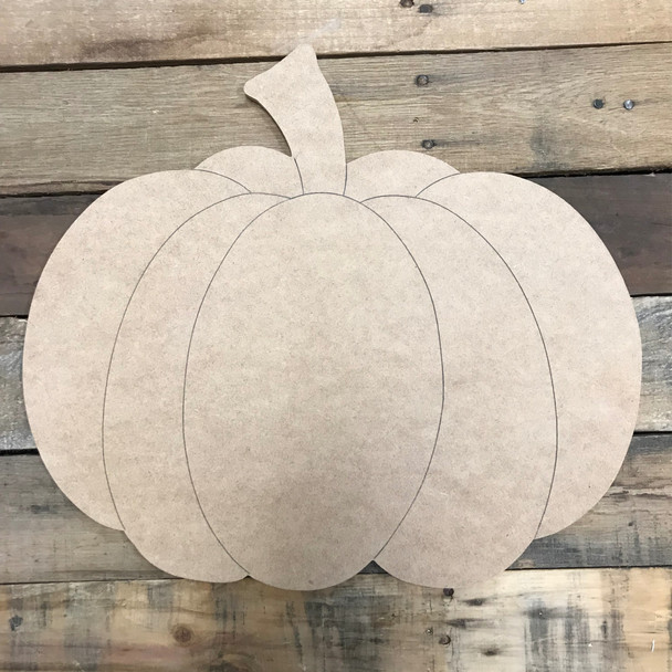 Wide Pumpkin, Unfinished Wooden Cutout Craft, Paint by Line