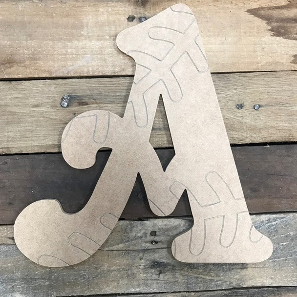 Wood Beltorian Baseball or Softball Letters, Unfinished Paint by Line
