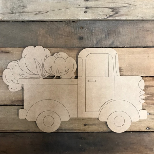 Old Style Cotton Truck Cutout, Wooden Paint-able, Paint by Line