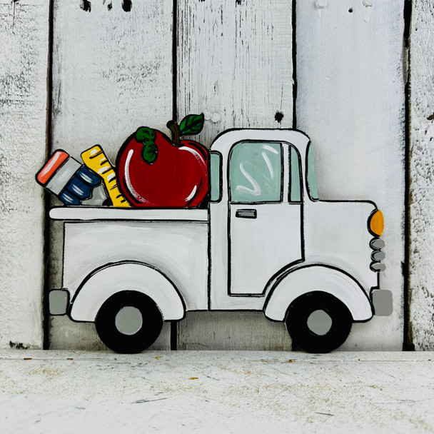 Back to School Old Style Truck Cutout, Wooden Paint-able, Back to School Paint by Line