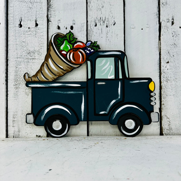 Cornucopia Truck Cutout, Fall Shape, Thanksgiving Shape, Unfinished Shape, Paint by Line