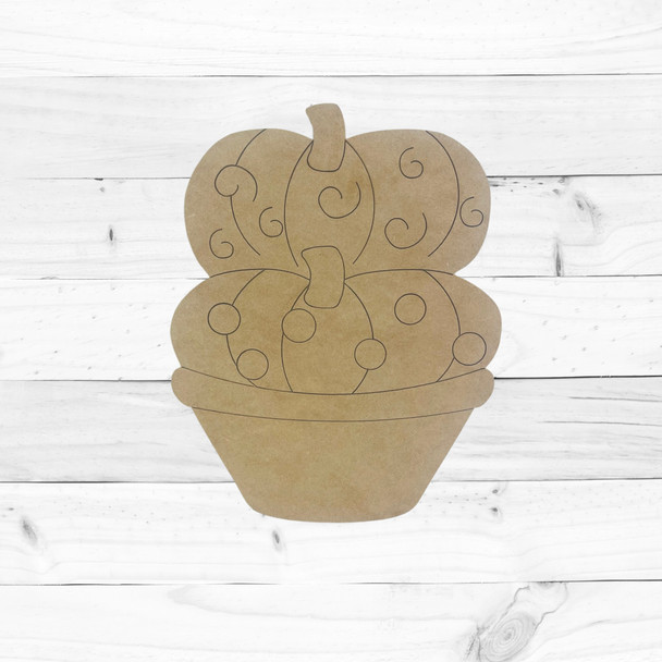 Unfinished Double Pumpkin in Pot 