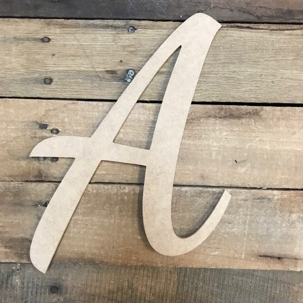 Wooden Letters Unfinished MDF Dancing Script-A