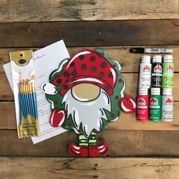 Gnome with Wreath,  Paint Kit, Video Tutorial and Instructions