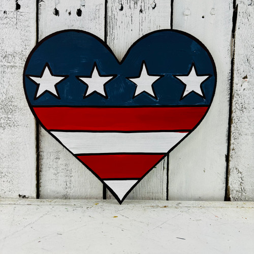 Patriotic Heart | Wood Cutout | Shape Paint by Line