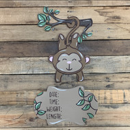 Monkey Hospital Plaque, Baby Announcement, Paint by Line