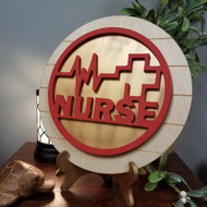 Nurse Medical Unfinished Stackable Circle Easel Kit, Engraved DIY Craft Decor Set