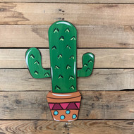 Desert Cactus in Planter, Wall Art, Wood Cutout, Paint by Line