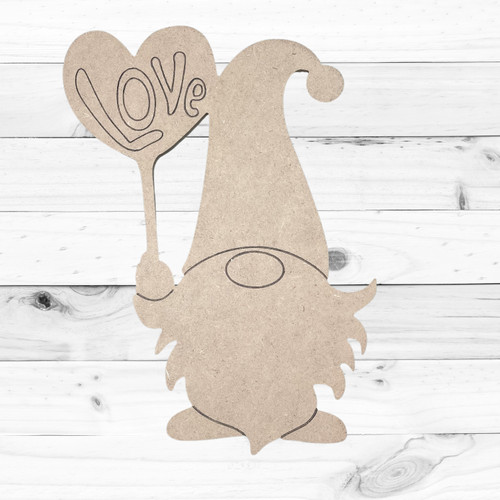 Gnome Head Valentine Shape, Unfinished Valentine Craft Shape