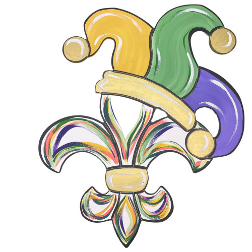 Fleur de Lis with Jester Hat, Mardi Gras, Unfinished DIY