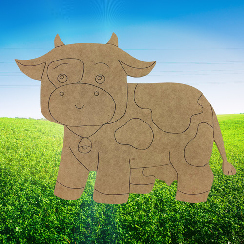 Buy Online Wooden Unfinished Bull with Horns Crafts