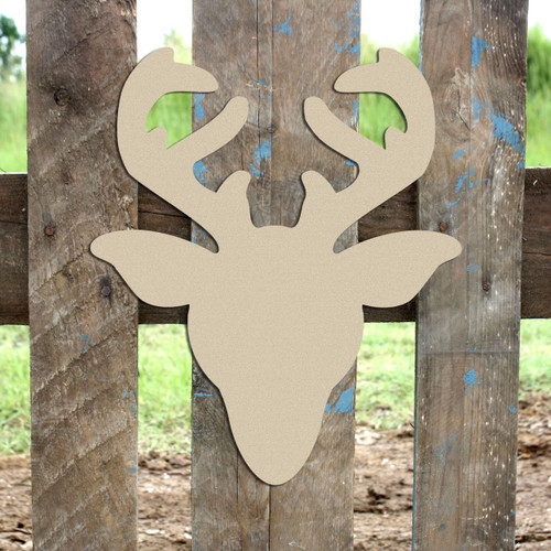 Wooden Reindeer Head Unfinished Cutout Wooden Shape Paintable