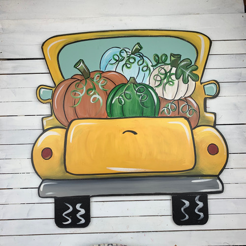 Fall Truck, Unfinished Wood Cutout, Paint by Line