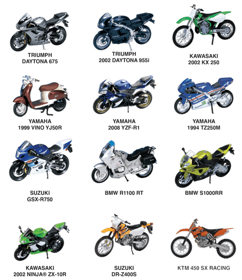 Diecast Motorcycle Reorder Pack - 12 pc