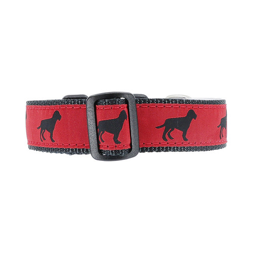Black Dog on Red Wide Collar