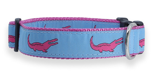 Alligators (Pink on Light Blue) Collar