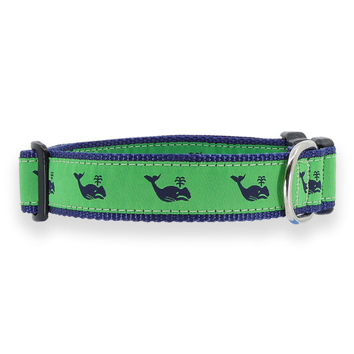 Whales (Navy on Green) Collar