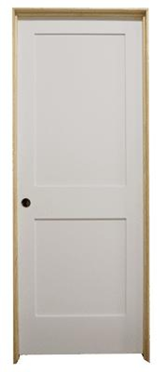 White Shaker 2-Panel Solid Core Primed MDF Prehung Interior Door