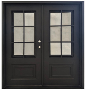 52.75 inch x 82.375 inch Blacksmith 3/4 Oval Lite 2-Panel Prefinished White  Right-Hand Inswing Steel Prehung Front Door with Sidelite and Brickmould