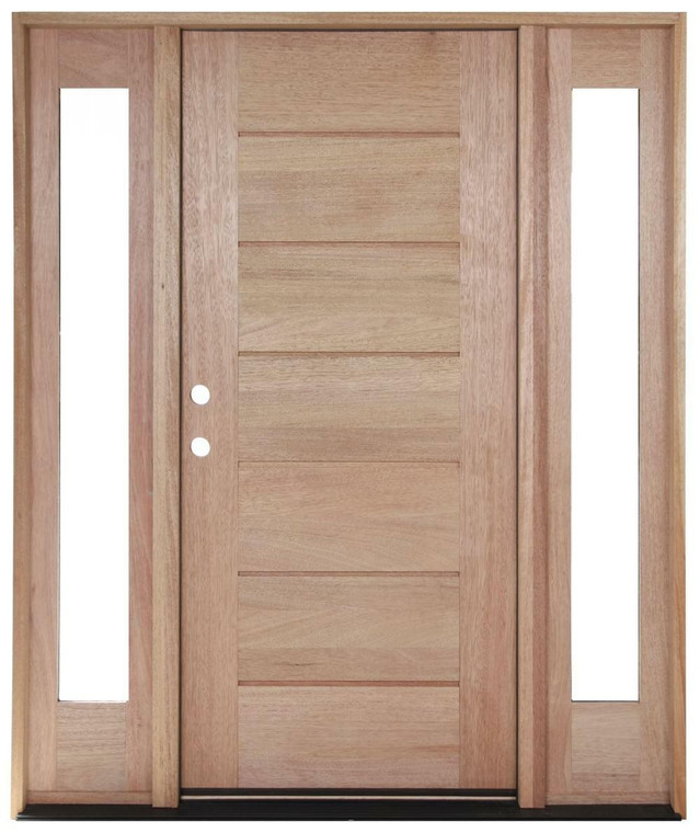 59x68 Exterior Mahogany Door or Horizontal Lines with Sidelights