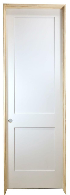 28 in x 96 in White 2-Panel Shaker Solid Core Primed MDF Prehung Interior Door