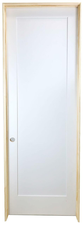 36 in x 96 in White 1-Panel Shaker Solid Core Primed MDF Prehung Interior Door
