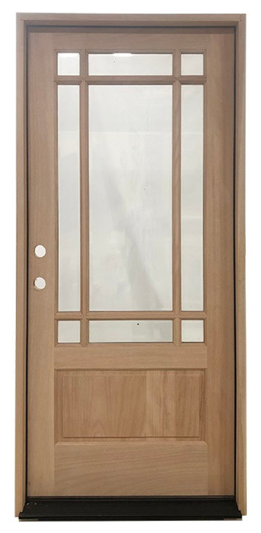 SBM Prairie 3/0x6/8 Mahogany Prehung Front Door With 9 Marginal Lites