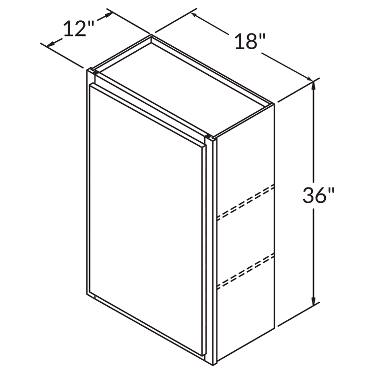 LessCare Single Door Wall 36" by 18" Wide White Shaker Cabinet by LessCare