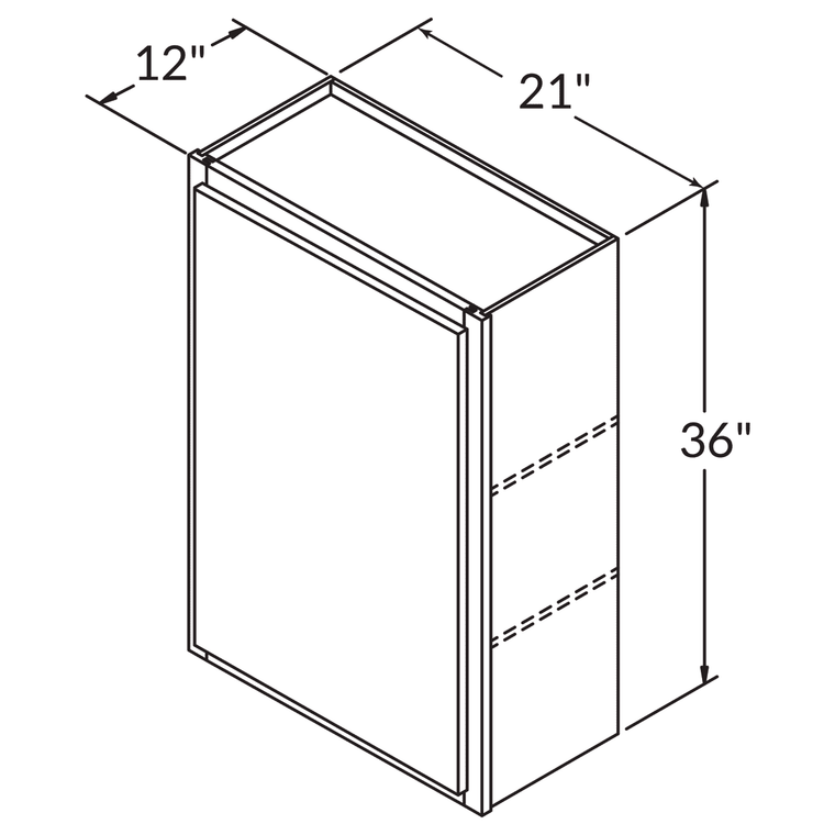 LessCare Single Door Wall 36" by 21" Wide White Shaker Cabinet by LessCare