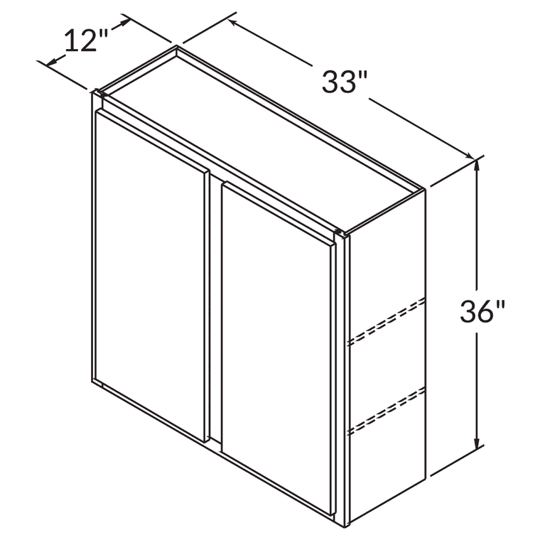 LessCare Double Door Wall 36" by 33" Wide White Shaker Cabinet by LessCare