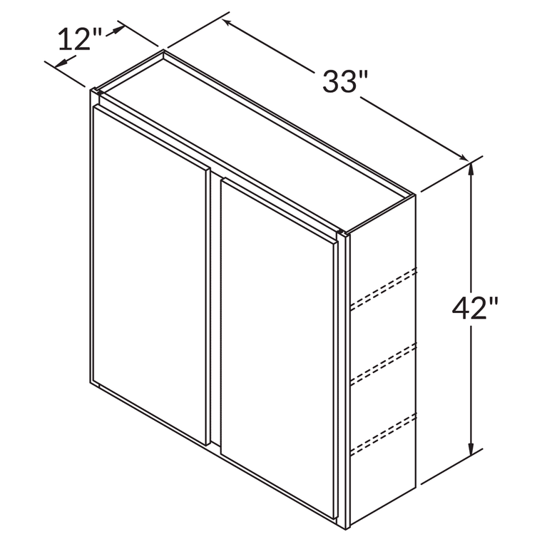 LessCare Double Door Wall 42" by 33" Wide White Shaker Cabinet by LessCare