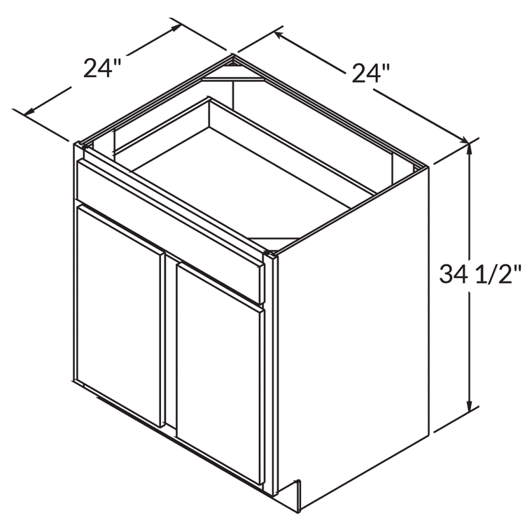 LessCare Base Double Door One Drawer 24" Wide White Shaker Cabinet by LessCare