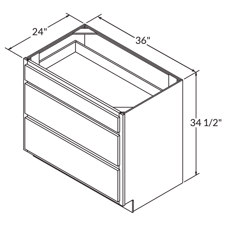 LessCare Drawer Base 36" Wide White Shaker Cabinet by LessCare