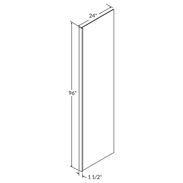 LessCare 96"H x 24"D End Panel with 1 1/2" Stile for White Shaker Cabinetry by LessCare