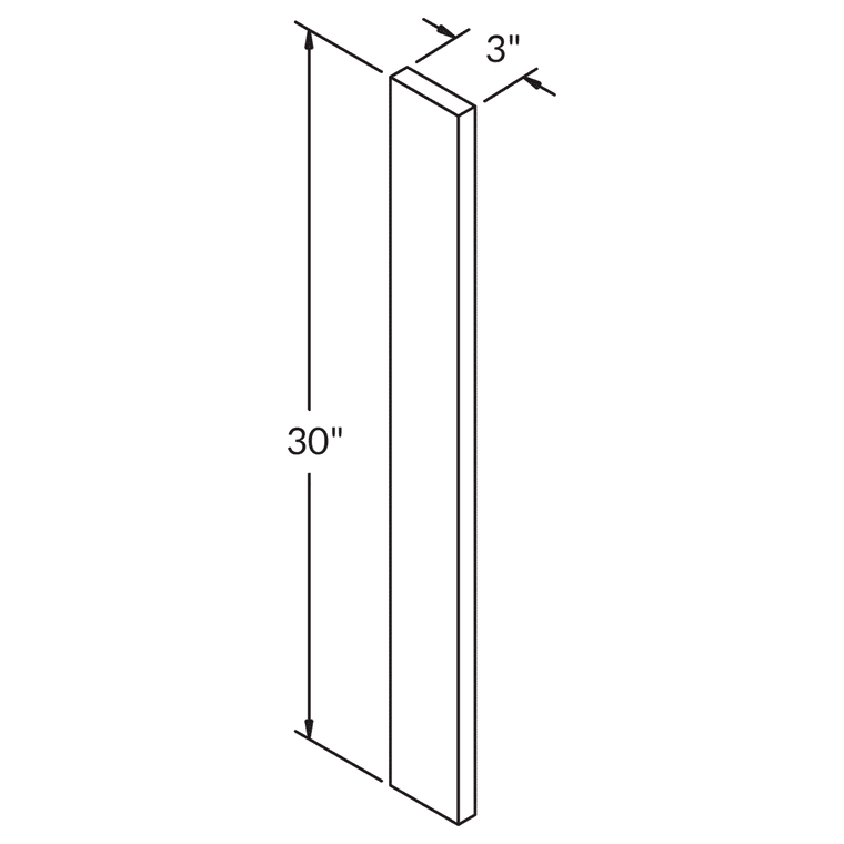 LessCare 3"W x 30"H Filler Molding for White Shaker Cabinetry by LessCare