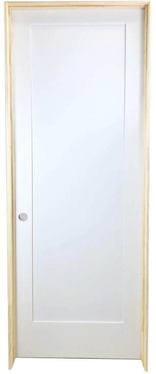 SBM 36 in x 80 in White 1-Panel Shaker Solid Core Primed MDF Prehung Interior Door