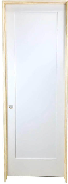 SBM 28 in x 80 in White 1-Panel Shaker Solid Core Primed MDF Prehung Interior Door