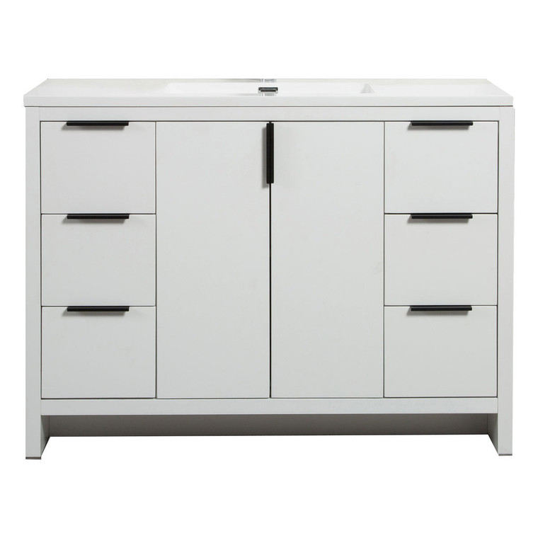 LessCare Evana 48" W Freestanding Vanity with Sink Top White | LessCare