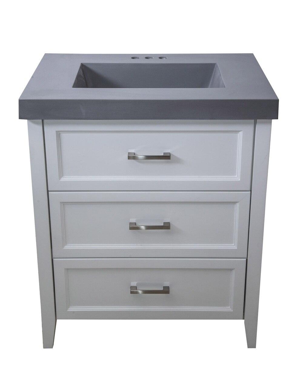 Newport 30 In Single Sink Bathroom Vanity In White With A Grey Top