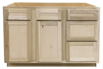 42 in. Sink & Drawer Bathroom Vanity Base Cabinet in Unfinished Poplar |  Shaker Style