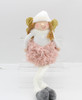 Sitting Dangly Leg Pink & White Christmas Fairy Angel Wings Shelf 56cm Decor