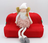 Sitting Dangly Leg Pink & White Christmas Fairy Angel Wings Shelf 56cm Decor