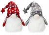 9" (23cm) Set of 2 Snowflake Hat Grey and Red Sitting Christmas Gonks Decoration