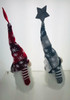 9" (23cm) Set of 2 Snowflake Hat Grey and Red Sitting Christmas Gonks Decoration