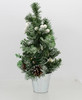 40cm Artificial Pre-Lit Battery Op Christmas Tree Pine Cones Mistletoe White