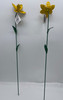 Fountasia Hand Crafted Set of 2 Small Metal Daffodils Garden Stakes Outdoor