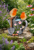 2 Robins on a Garden Watering Can Floral Garden indoor/Outdoor Ornament