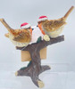 Merry Christmas 2 Robin Birds on a Tree Stump Indoor Use Ornament Xmas Decor