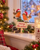 Merry Christmas 2 Robin Birds on a Tree Stump Indoor Use Ornament Xmas Decor