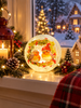 Xmas Large 15cm Light Up Warm White LED 2 Robins Crackle Ball Christmas Home